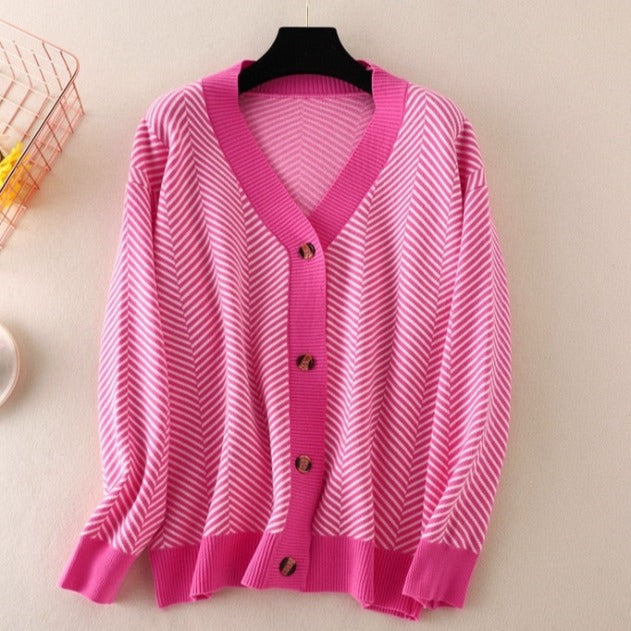 "NELY" STRIPED CARDIGAN