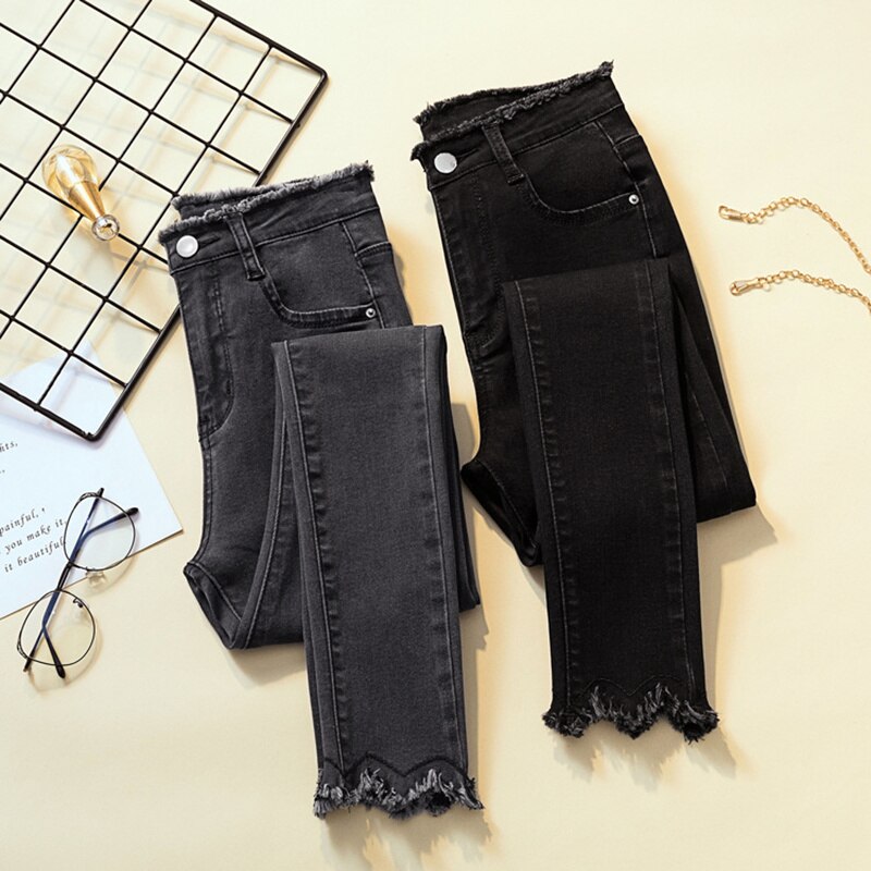 High Waist Skinny Pencil Denim