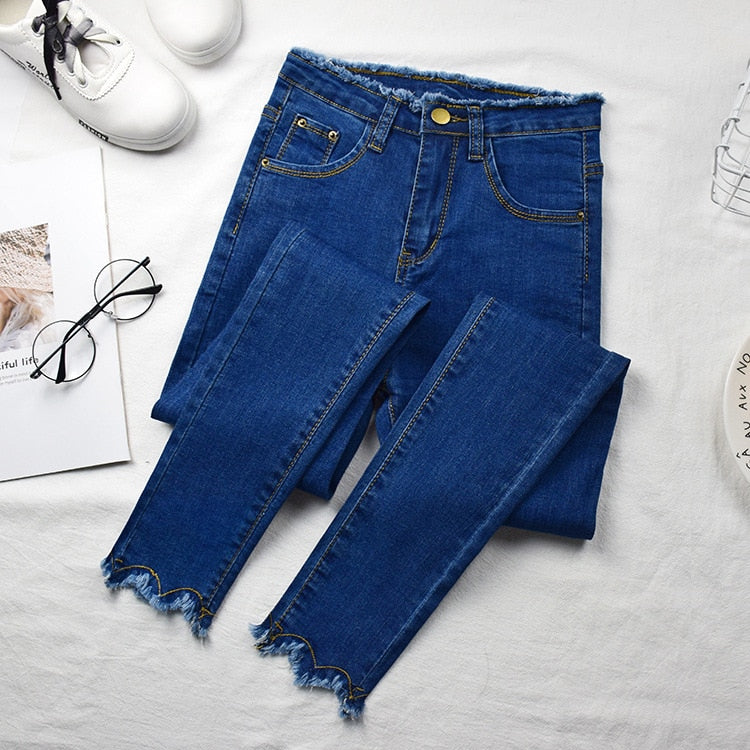 High Waist Skinny Pencil Denim