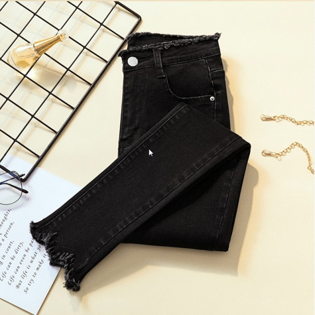 High Waist Skinny Pencil Denim
