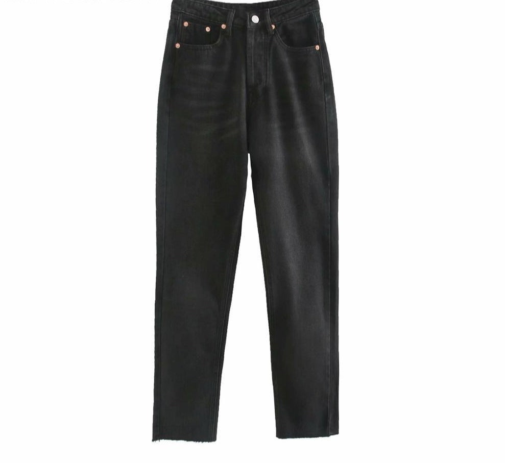 High Waist Straight-Leg Jeans