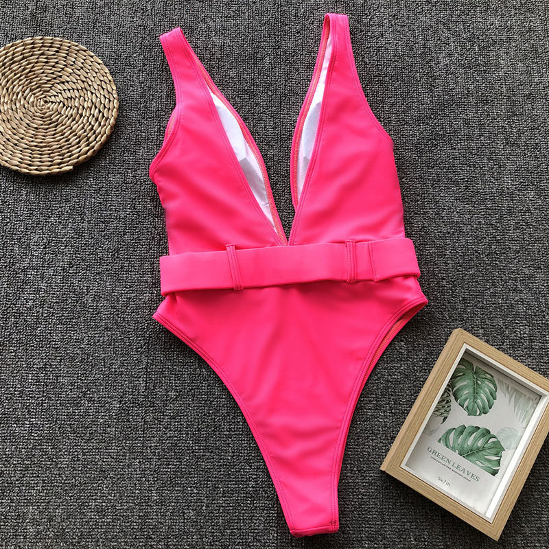 One Piece Swimsuit-High Waist