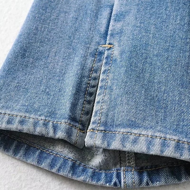 High Waist Jeans-Side Opening