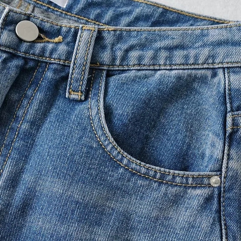 High Waist Jeans-Side Opening
