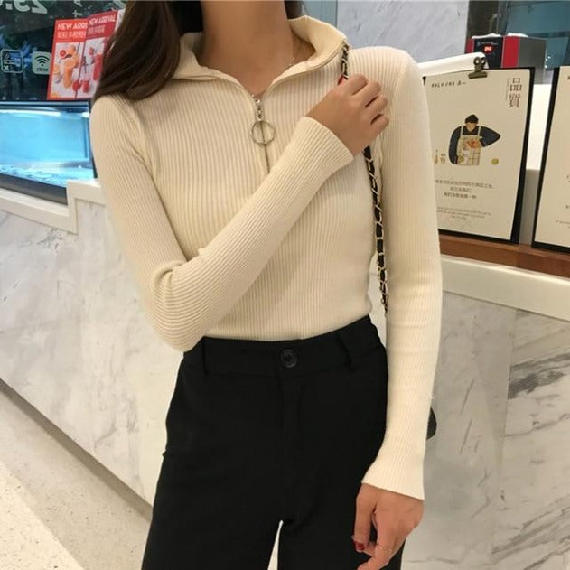 "Monica" High-Neck Sweater