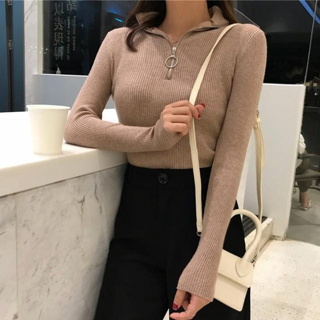"Monica" High-Neck Sweater