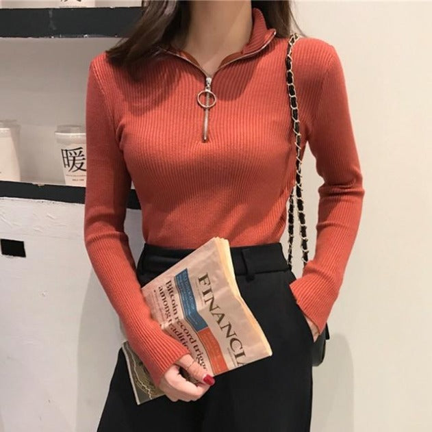 "Monica" High-Neck Sweater
