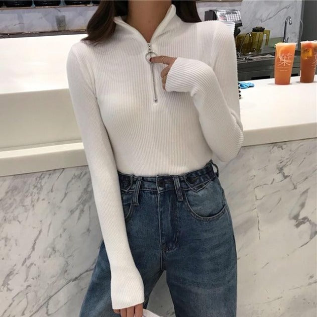 "Monica" High-Neck Sweater
