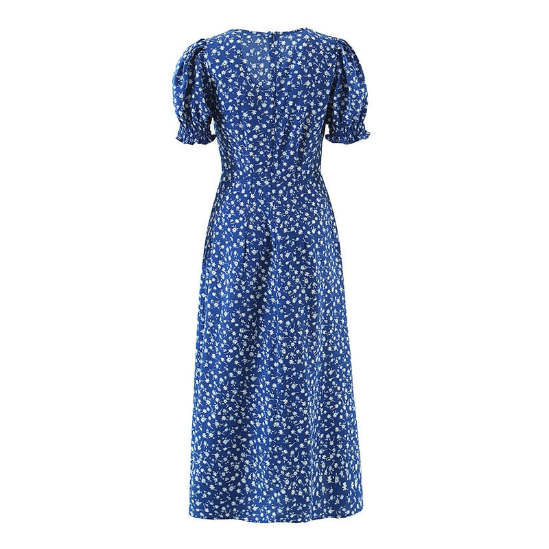 Split Midi Dresses with Floral Print
