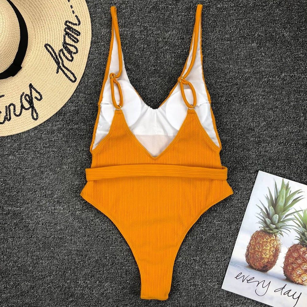 Backless High Cut One Pieces swimsuit