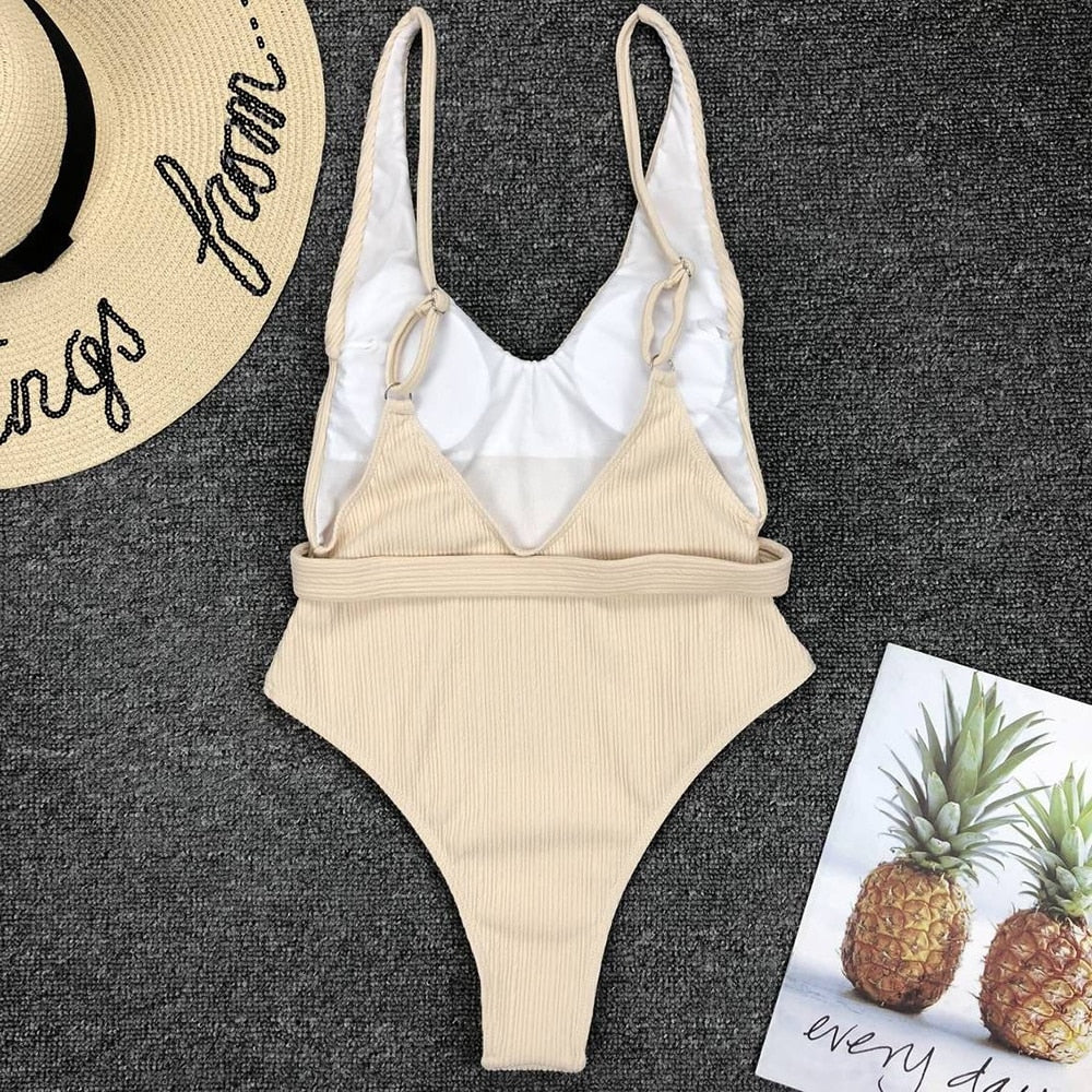 Backless High Cut One Pieces swimsuit