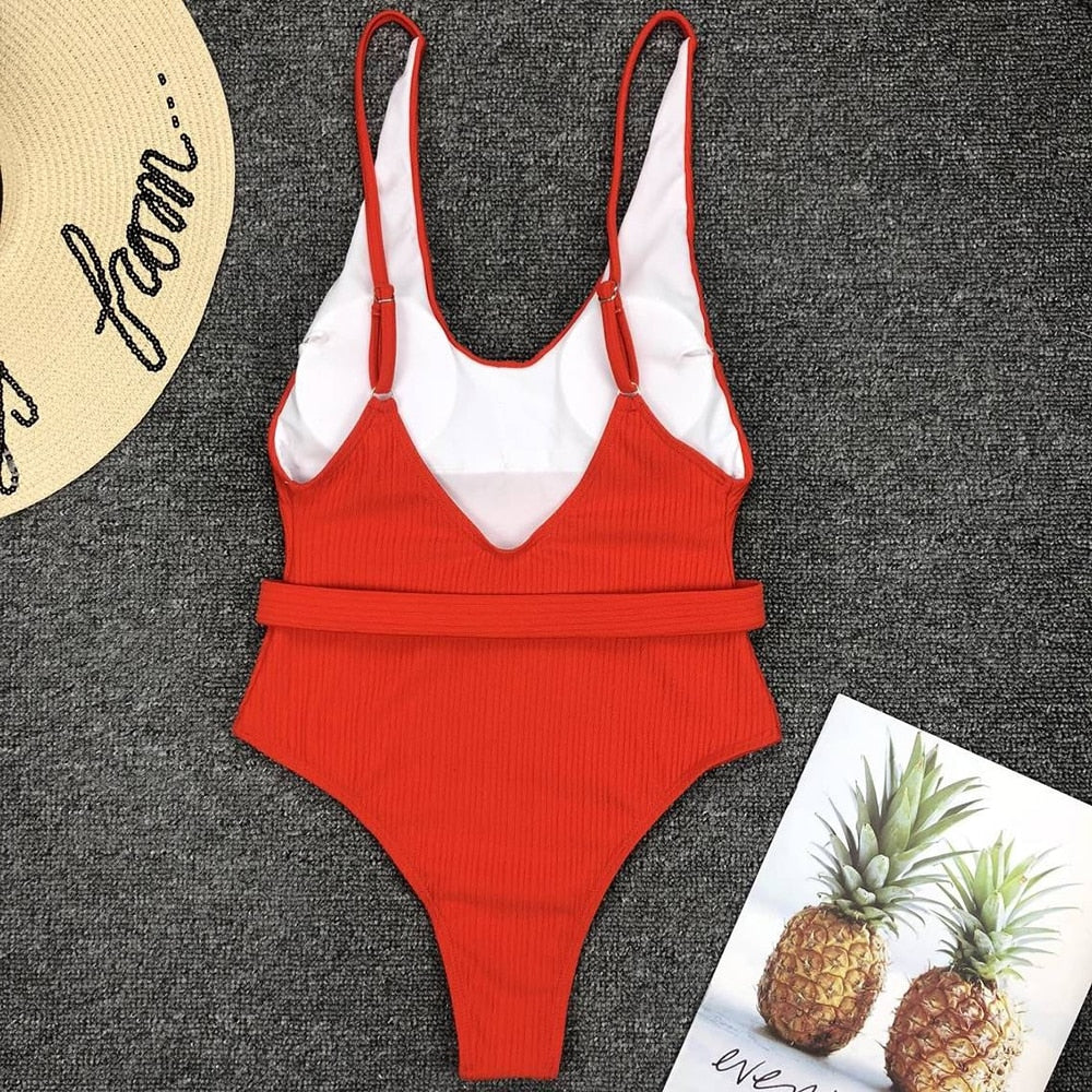 Backless High Cut One Pieces swimsuit
