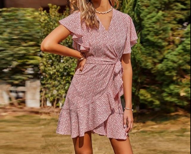 "DONA" V Neck Mini Dress
