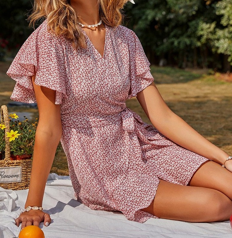 "DONA" V Neck Mini Dress