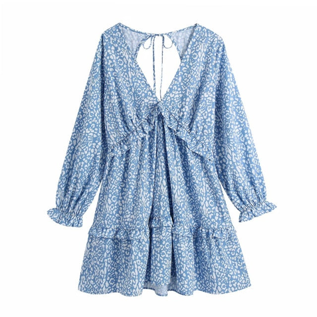 V Neck Ruffles Beach Dress