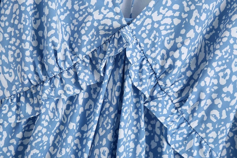 V Neck Ruffles Beach Dress