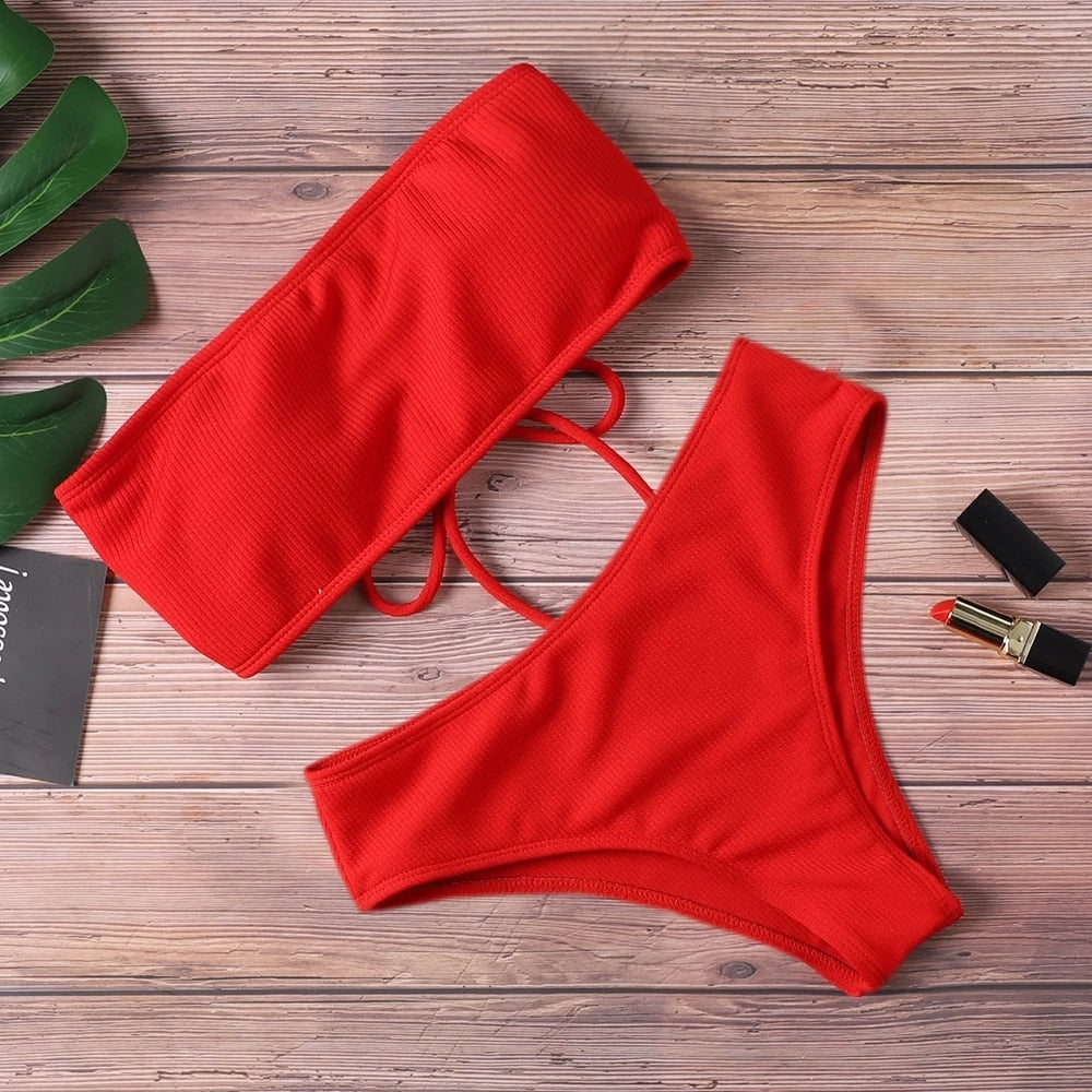 "REDI" Padded Two Piece Swimwear with High Waist