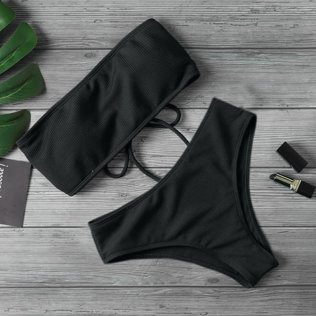 "REDI" Padded Two Piece Swimwear with High Waist