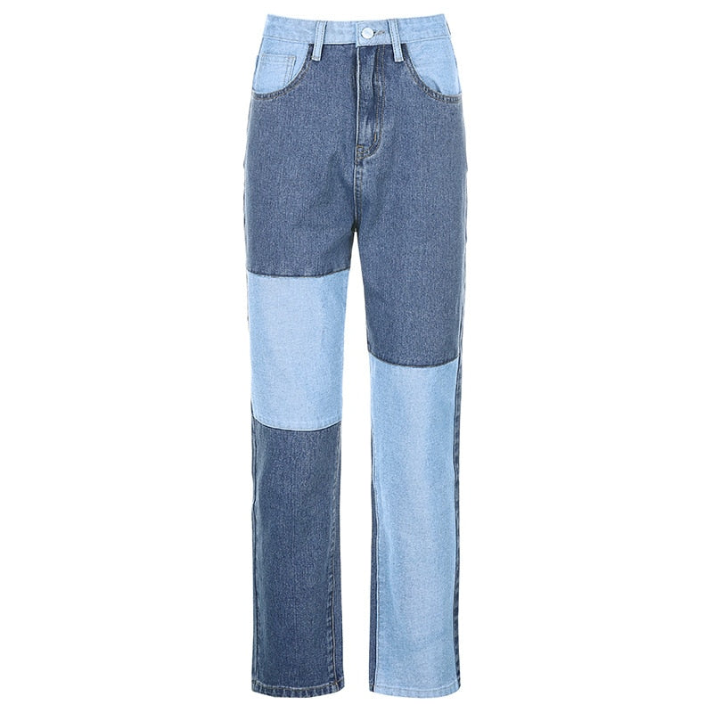 Patchwork Straight Jeans