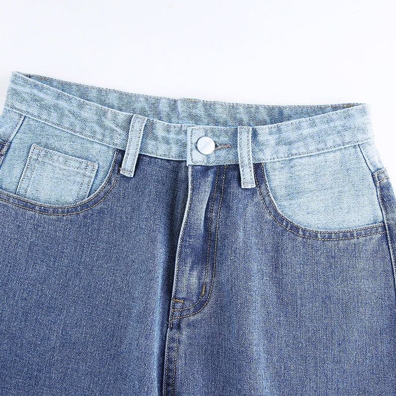 Patchwork Straight Jeans