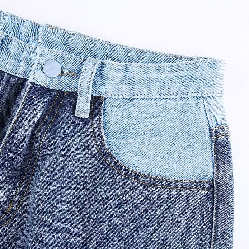 Patchwork Straight Jeans