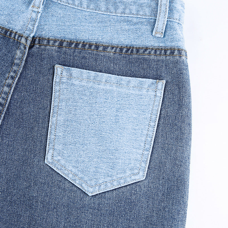 Patchwork Straight Jeans