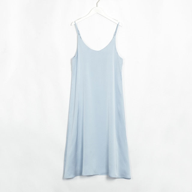 "KIKA" Satin Dresses V-Neck