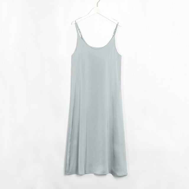 "KIKA" Satin Dresses V-Neck
