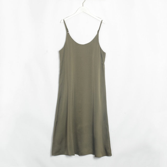 "KIKA" Satin Dresses V-Neck