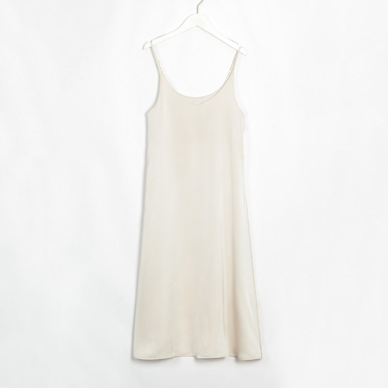 "KIKA" Satin Dresses V-Neck