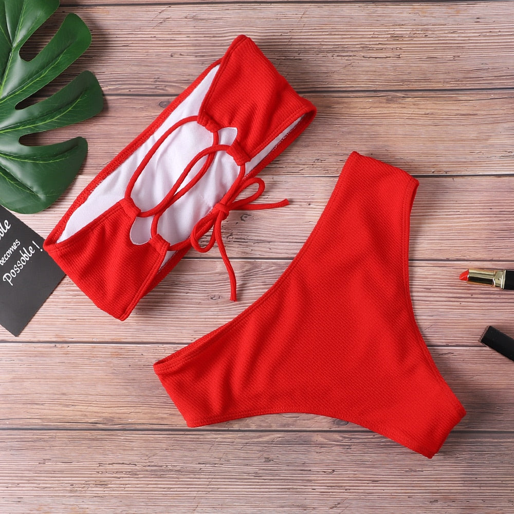 "REDI" Padded Two Piece Swimwear with High Waist