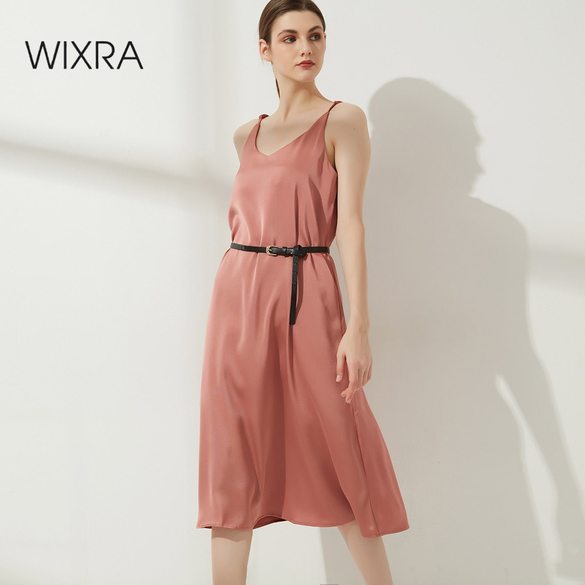"KIKA" Satin Dresses V-Neck