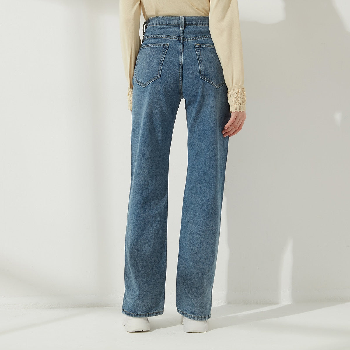 High Waist Jeans-Side Opening
