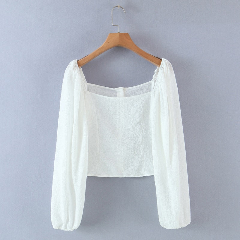 "YOU" Square Collar Blouse