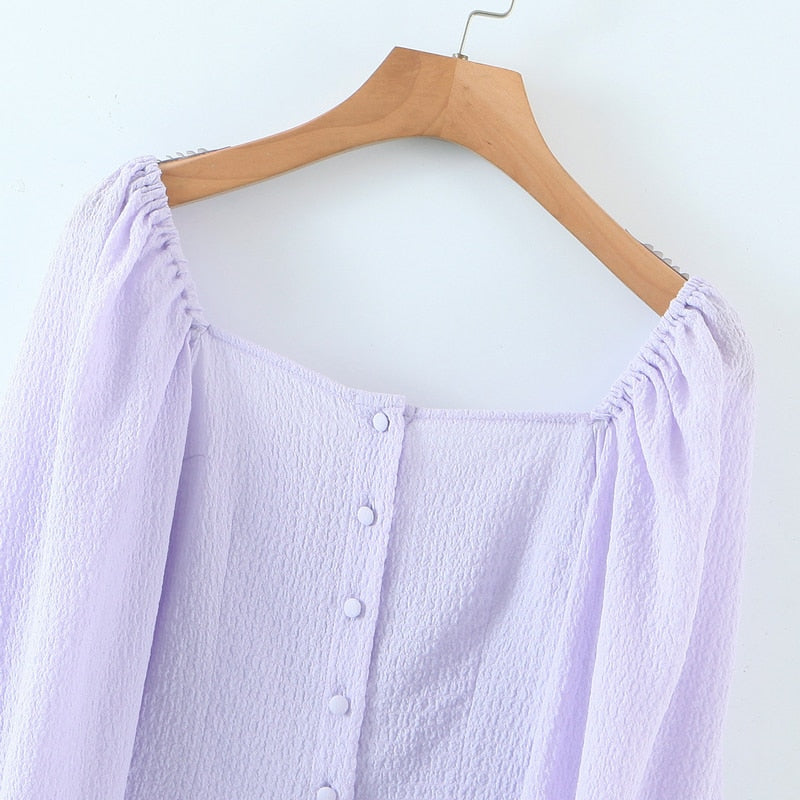 "YOU" Square Collar Blouse