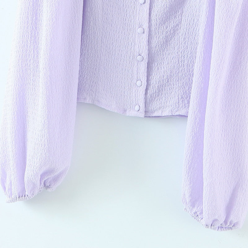 "YOU" Square Collar Blouse