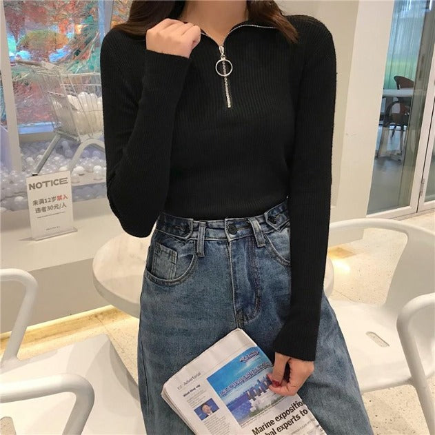 "Monica" High-Neck Sweater
