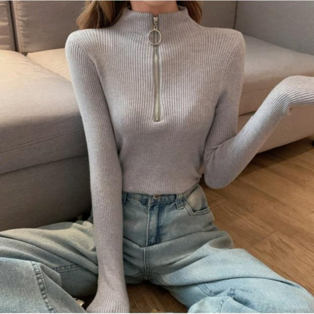"Monica" High-Neck Sweater