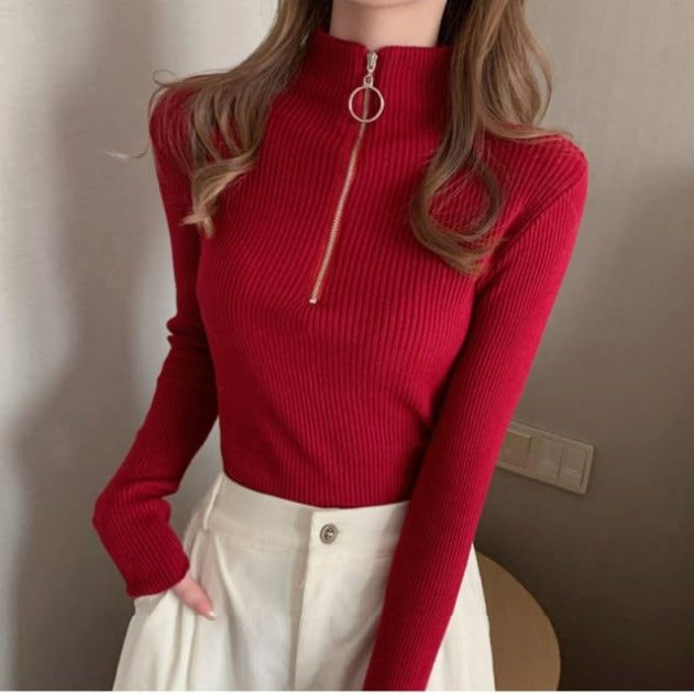 "Monica" High-Neck Sweater